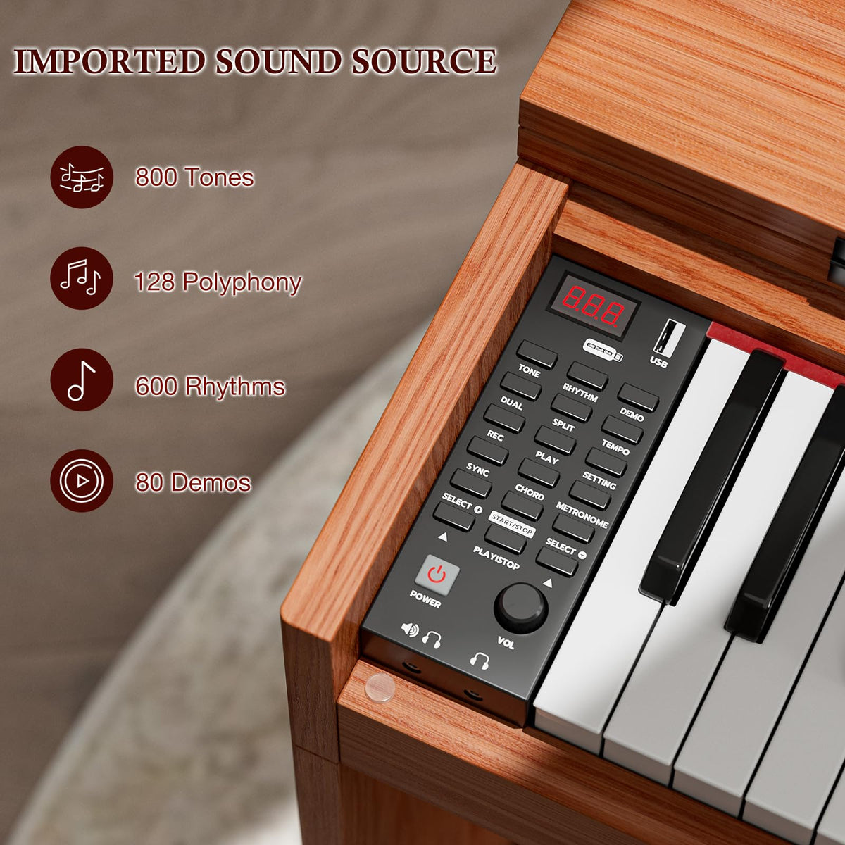 88 Weighted Keys Upright Digital Piano with Bench B45536