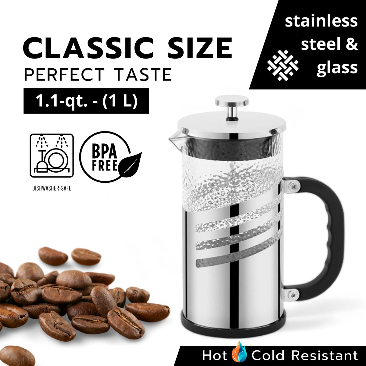 Glass French Press Coffee Maker 1.1-qt. B928474