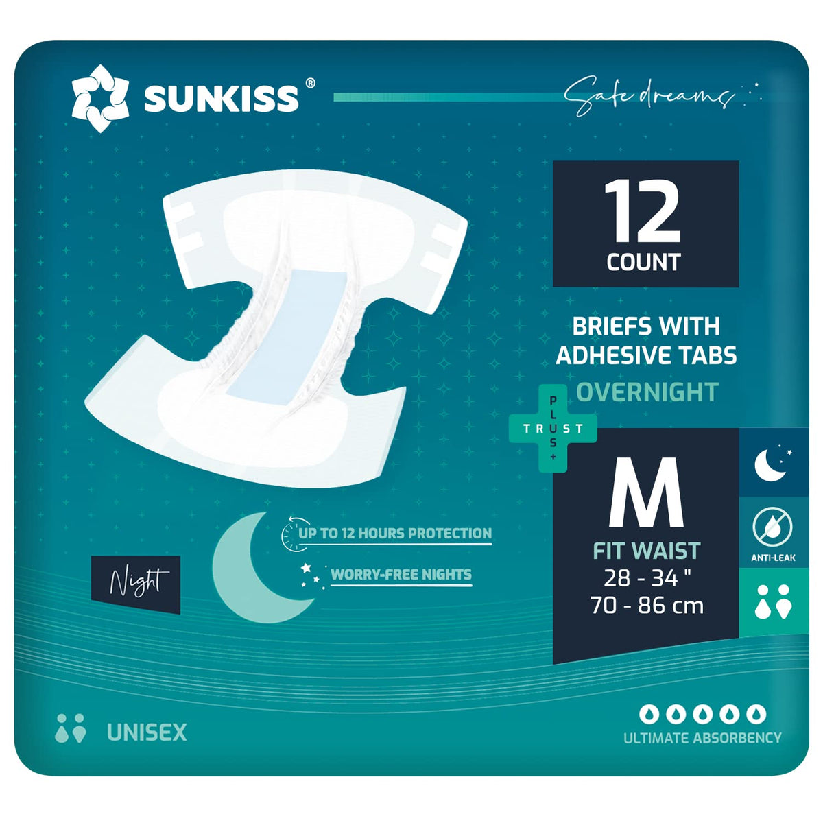 Adult Diapers Medium 12 Count & Booster Pads 26 Count Bundle Z451210