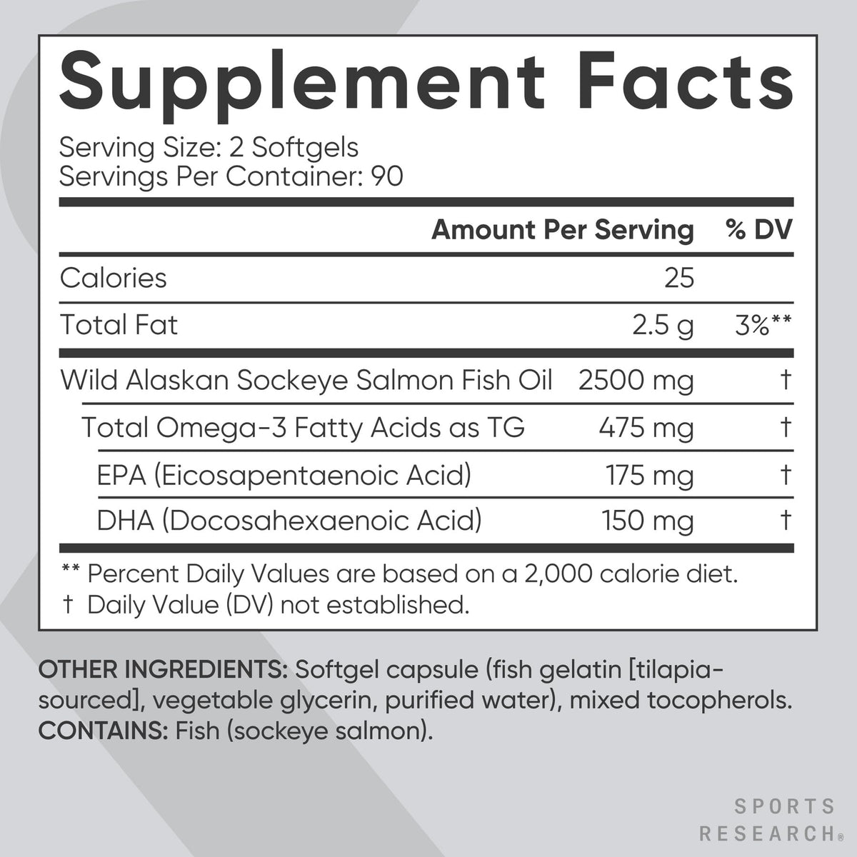 Omega-3 Wild Sockeye Salmon Oil 2500mg 180 Softgels G188