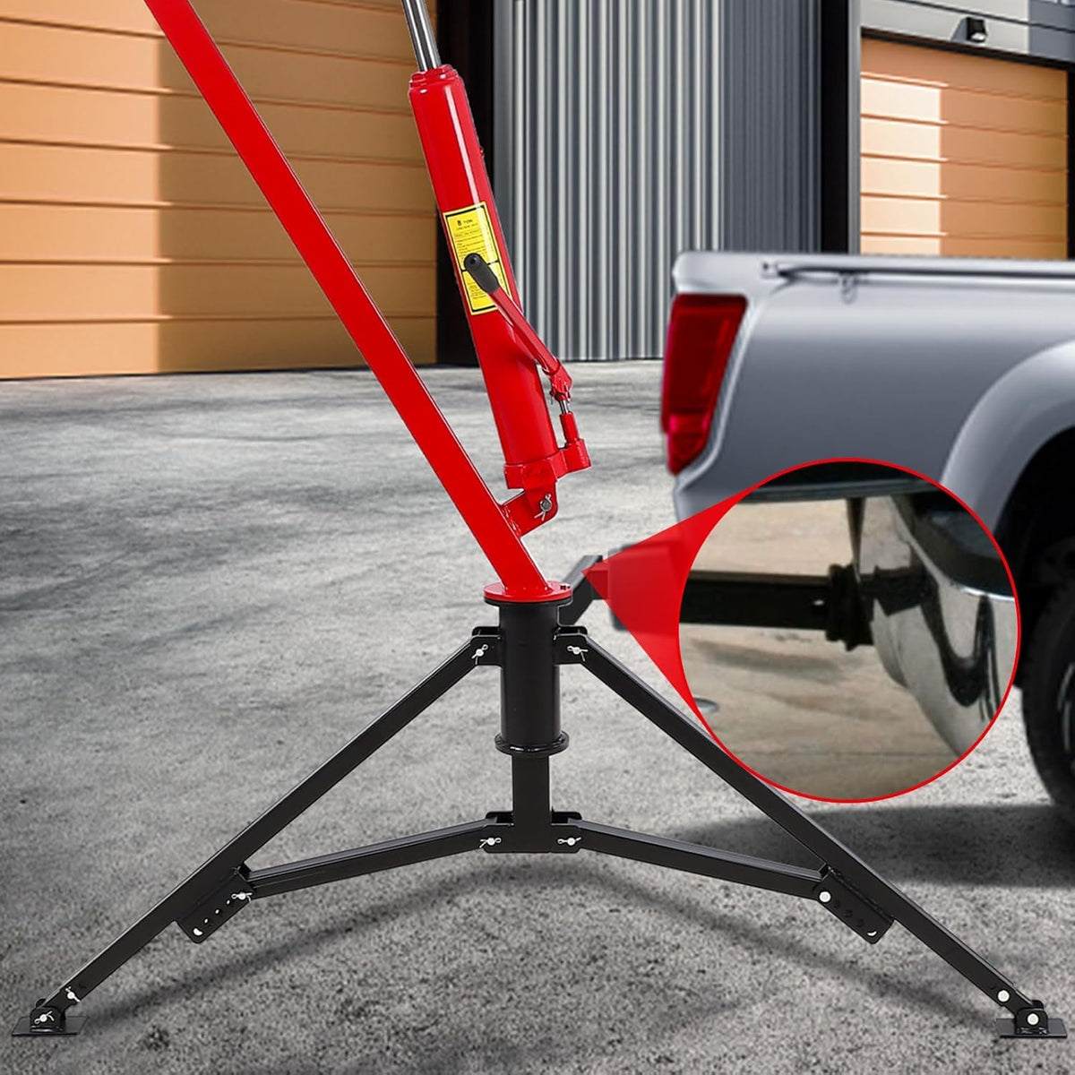 Hydraulic Hitch Mounted Pickup Truck Crane, 1000 Lbs Capacity, 360° Swivel, Red R768