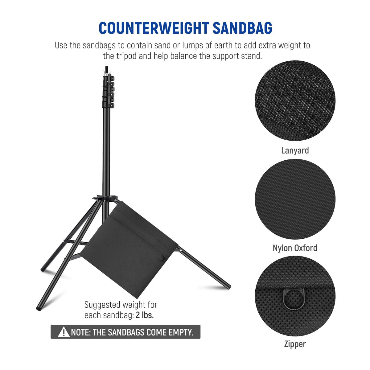 Adjustable Backdrop Stand Kit with 4 Crossbars, 6 Spring Clamps, 6 Backdrop Clips, 2 Sandbags, and Carrying Bag K46820