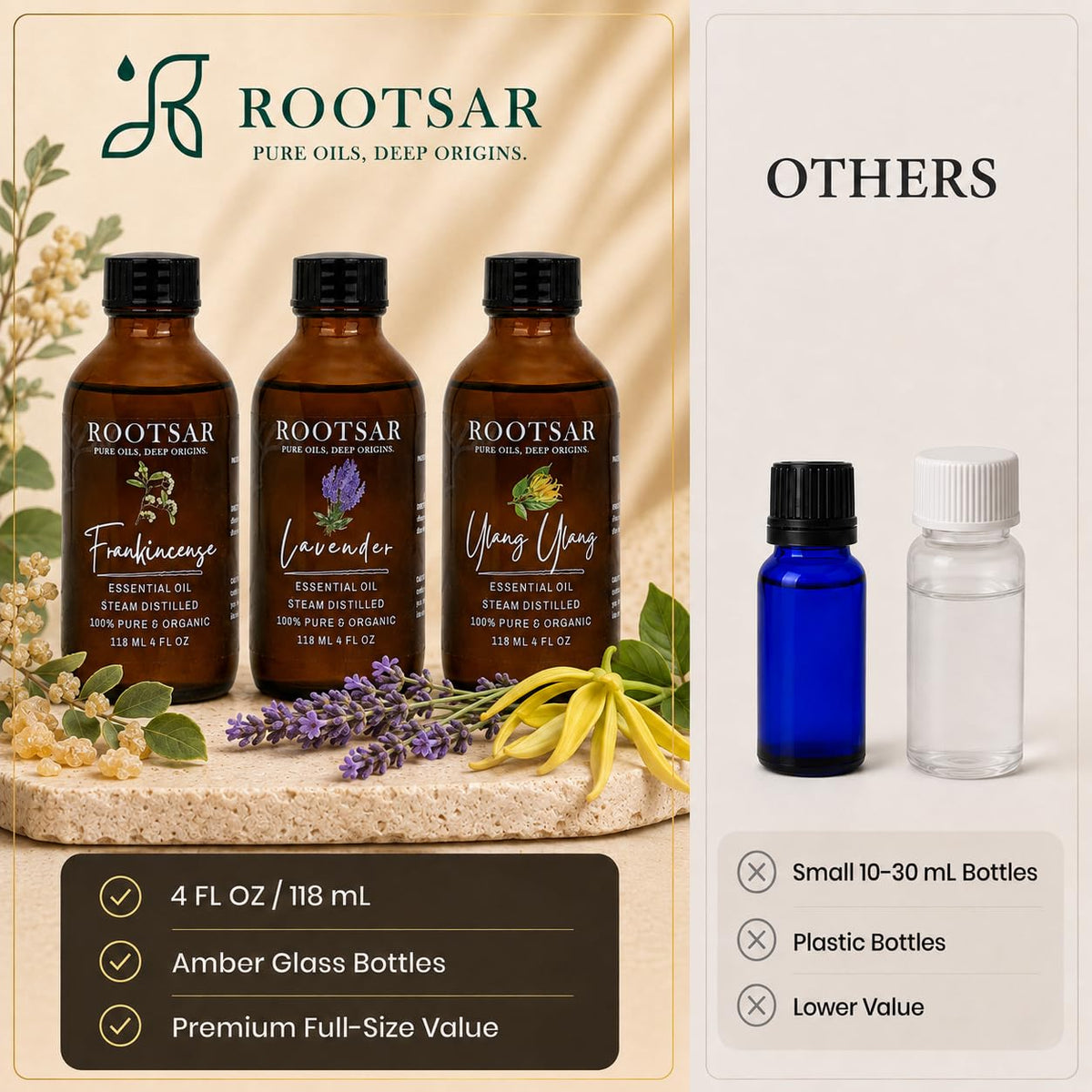 3 Pack Lavender Ylang Ylang Frankincense Essential Oils 4 Fl Oz G636
