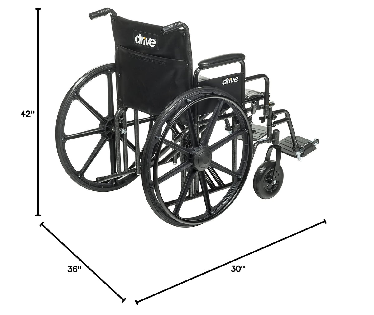 Black Bariatric Wheelchair with Elevating Leg Rests V615