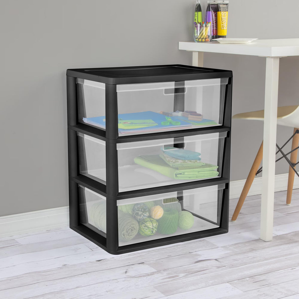 3 Drawer Clear Plastic Storage Cart Z816