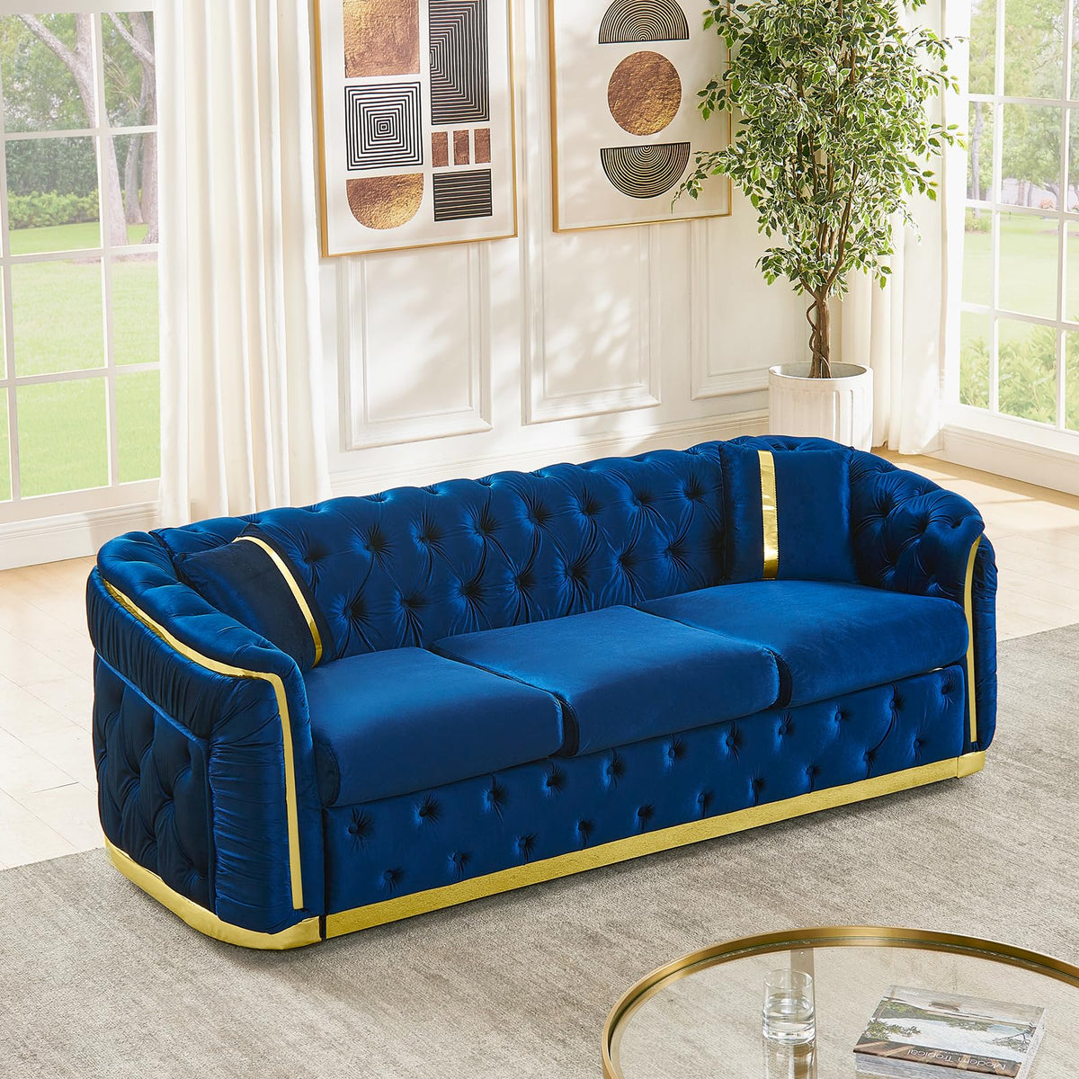Velvet Button Tufted Chesterfield Sofa Set B7993