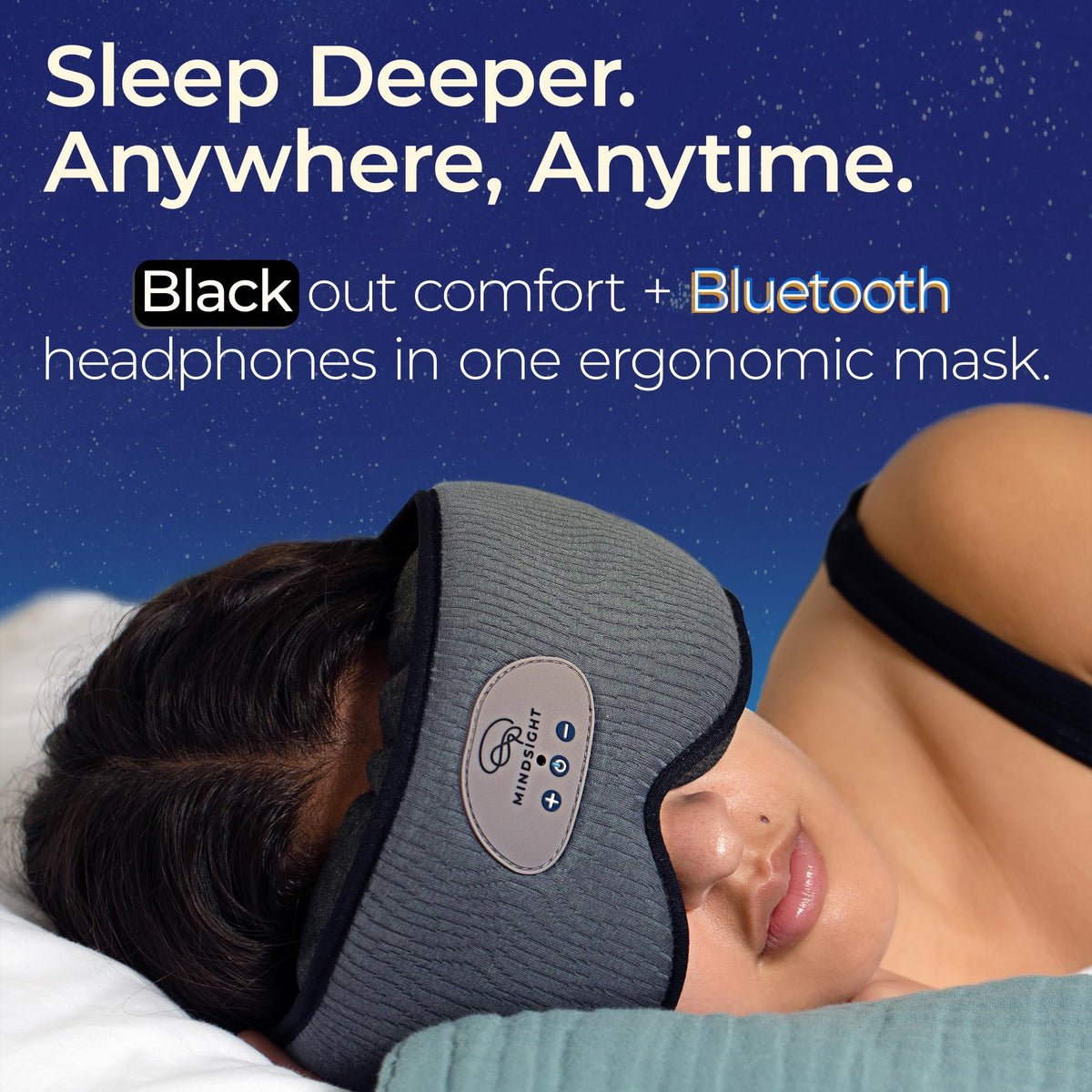 Blackout Sleep Mask with Bluetooth Headphones V7085