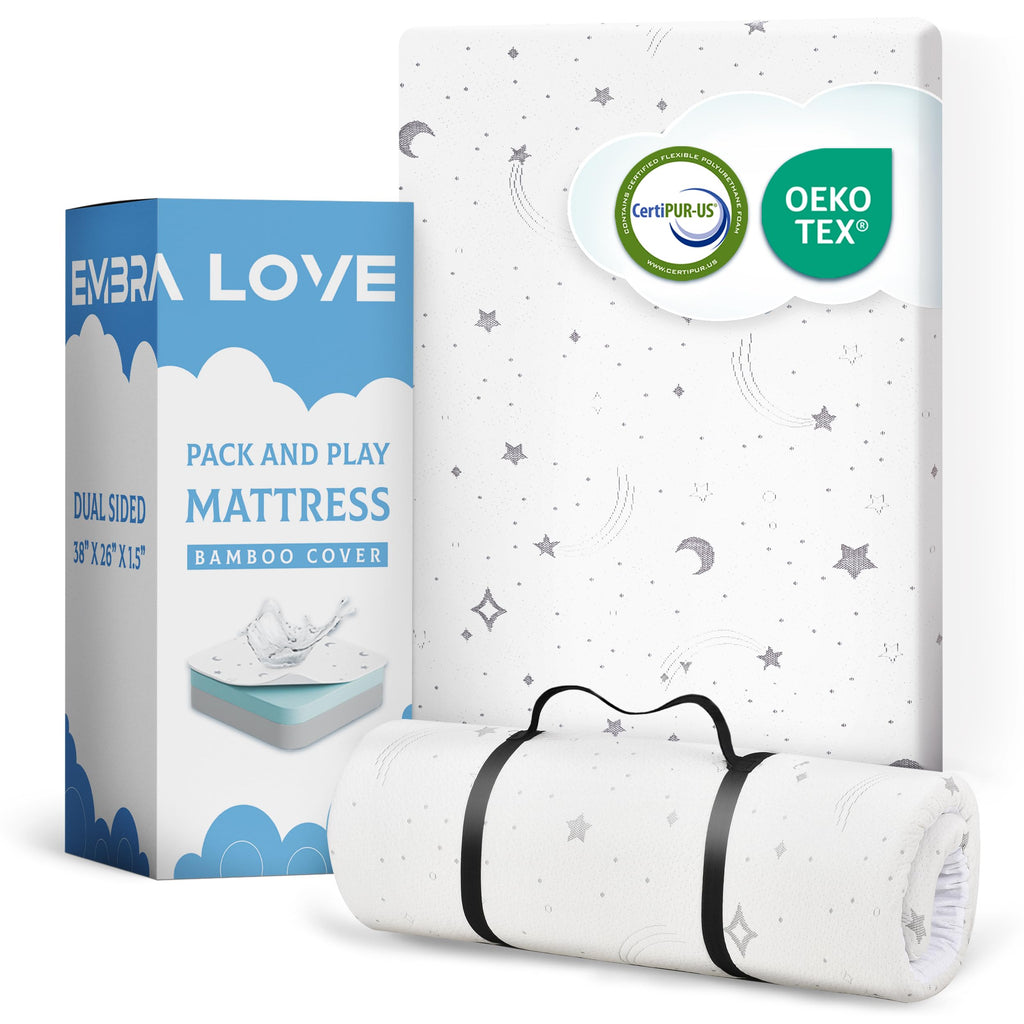 38"x26"x1.5" Bamboo Cover Waterproof Gel Memory Foam Pack n Play Mattress H33395
