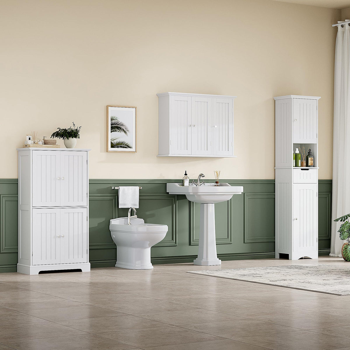 Laundry Cabinet with 3 Doors and Adjustable Shelves C5482