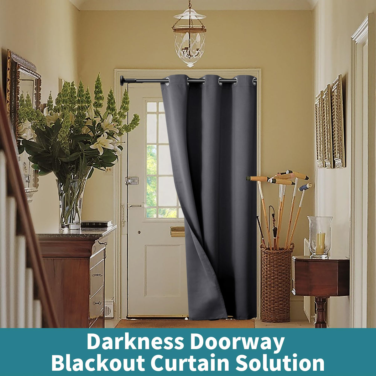 Dark Grey 34 x 80 Inch Thermal Insulated Blackout Curtain V805