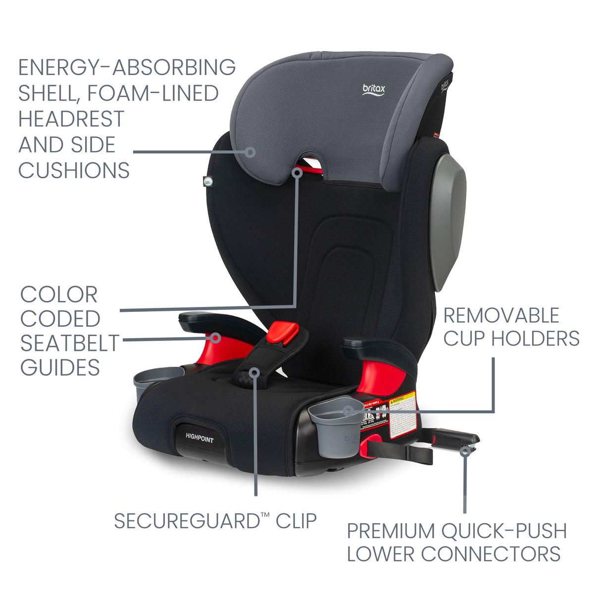 Black Backless Belt-Positioning Booster Seat R36779