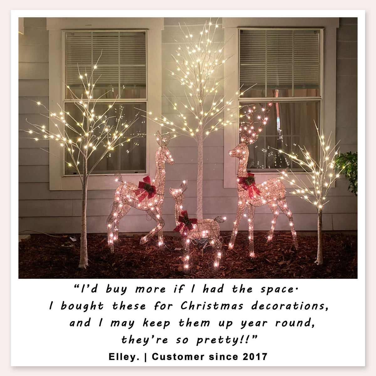 2 Pack 8FT 132 LED Lighted Artificial Birch Tree Warm White P482
