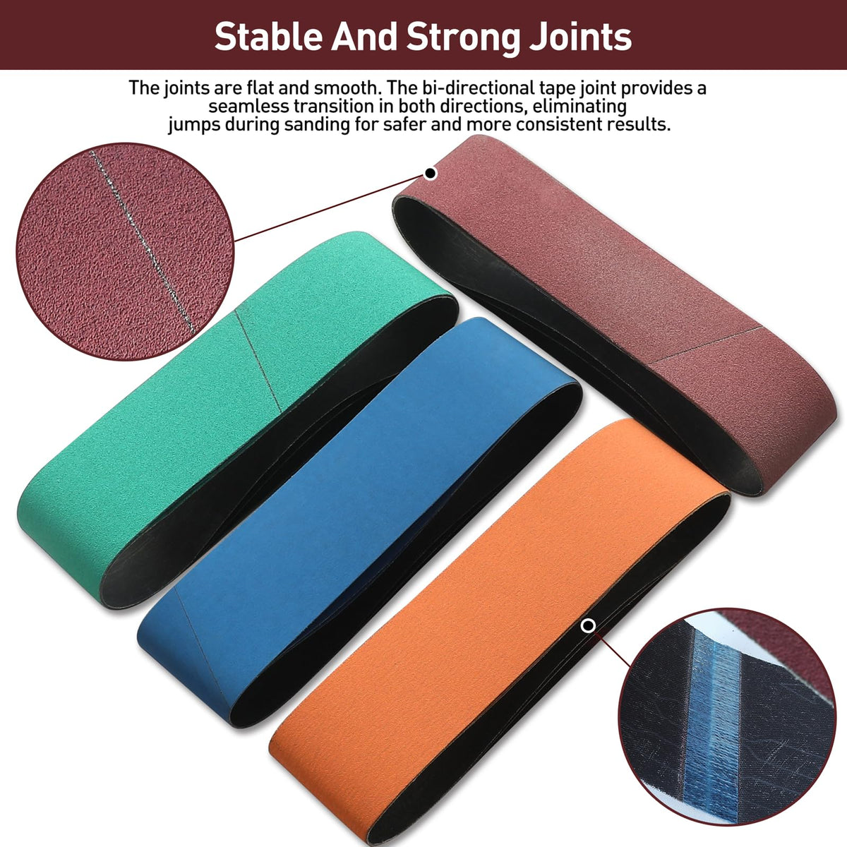 4" x 36" Assorted Grits 12 Pcs Aluminum Oxide Sanding Belts H99669