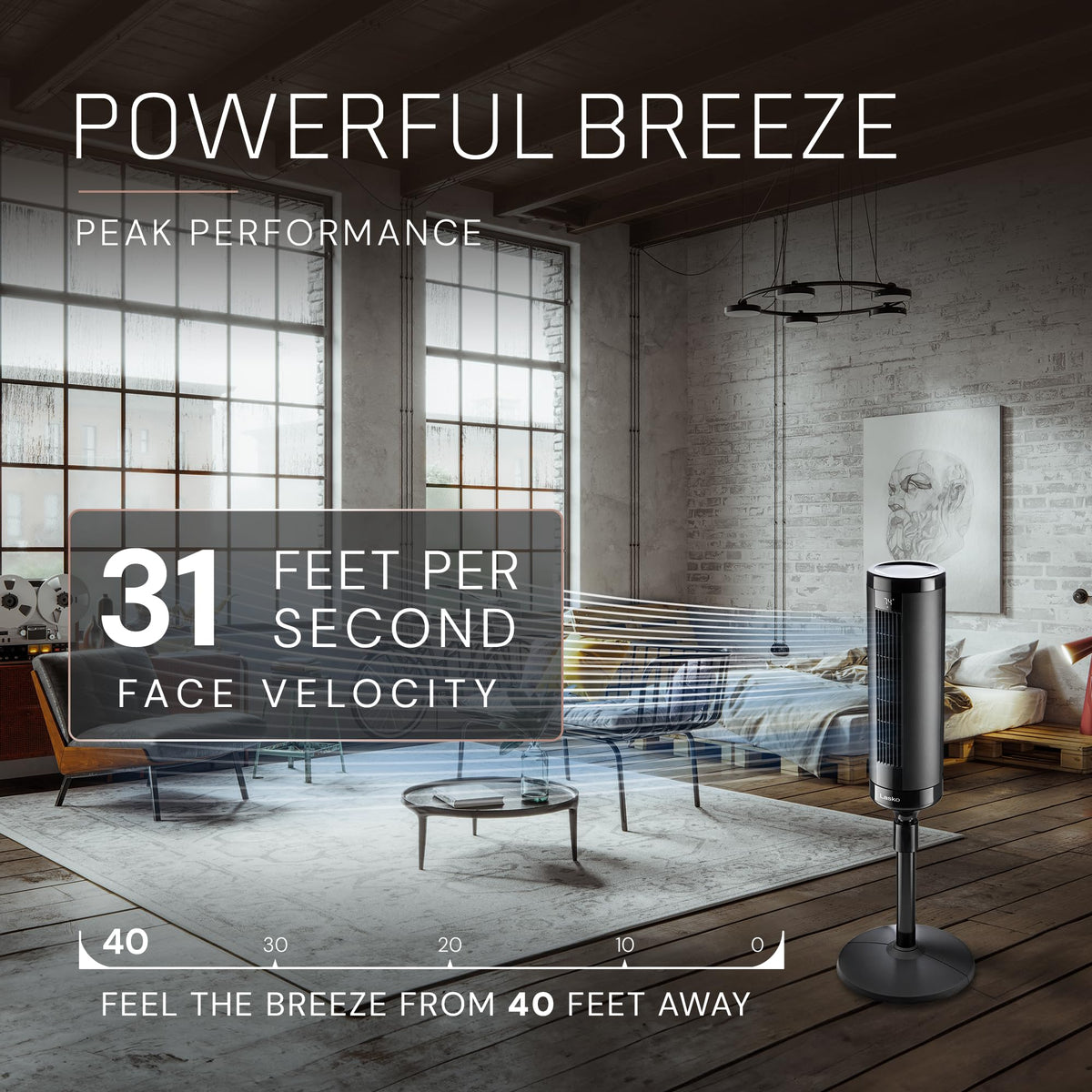 Black Tower Fan with Remote C516