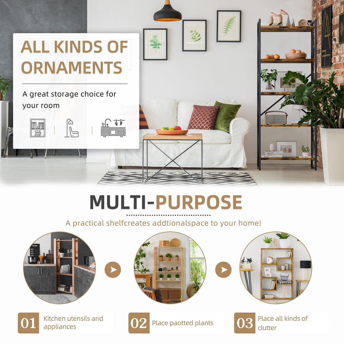 5 Tier Metal Bookshelf K794