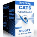 Cat 6 Plenum Cable 1000ft 23AWG Solid CCA 550MHz 10Gbps UTP Ethernet Blue P3278