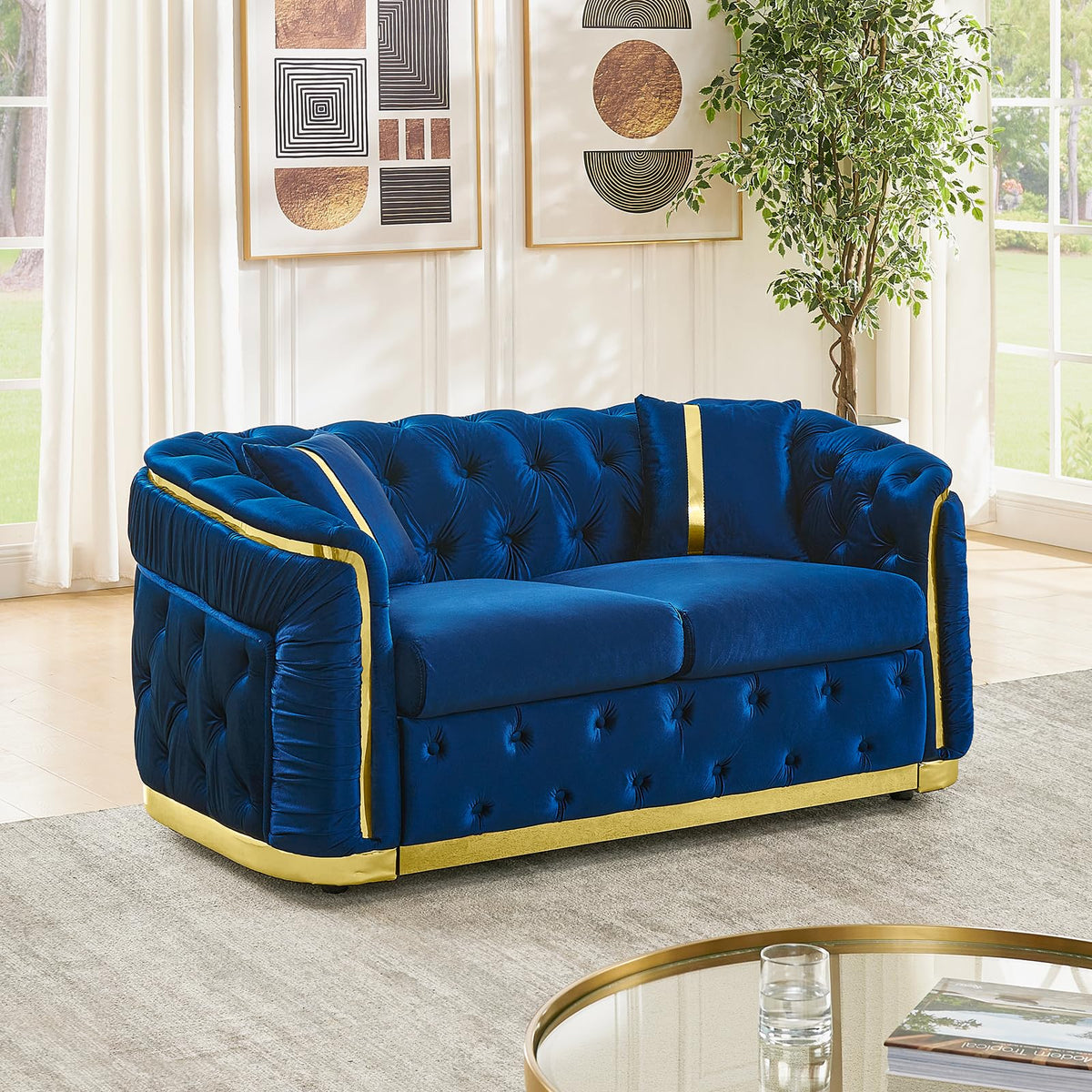 Velvet Button Tufted Chesterfield Sofa Set B7993