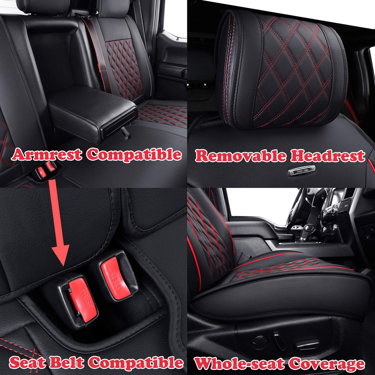 Car Seat Covers Black-Red Y654763