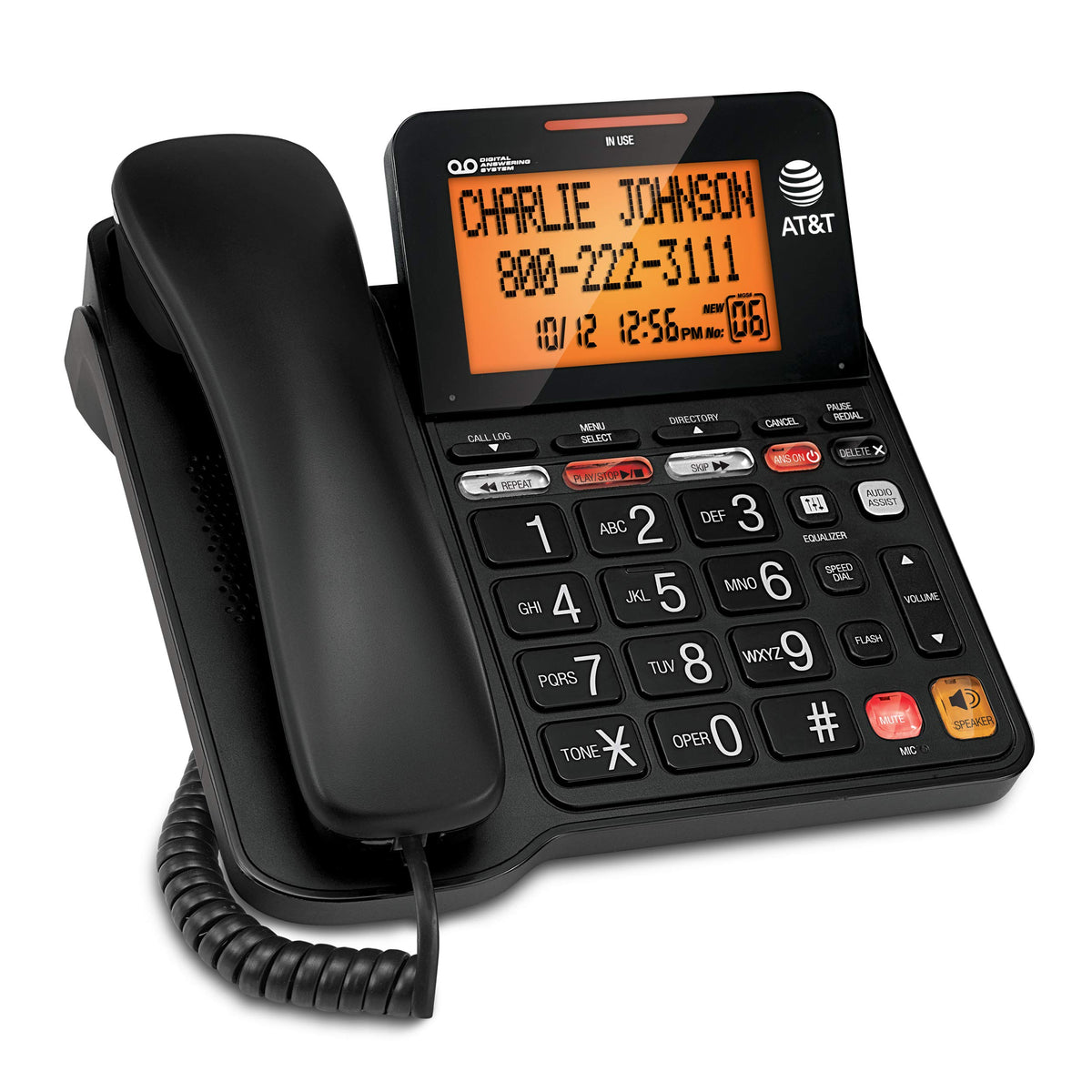 Black Corded Phone with Digital Answering System B769006