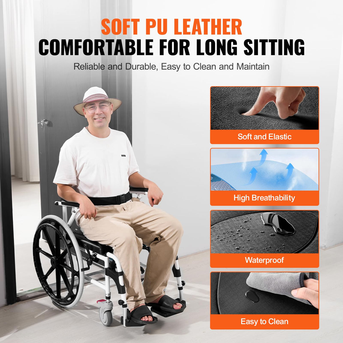 17.5in Adjustable Aluminum Shower Wheelchair with Brake X751