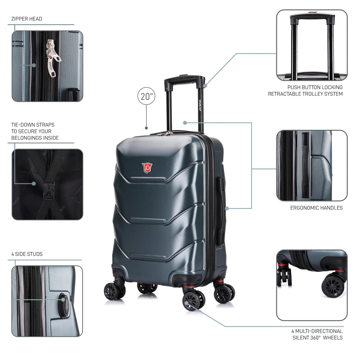 20-Inch Carry-On Hardside Spinner Luggage Green U566