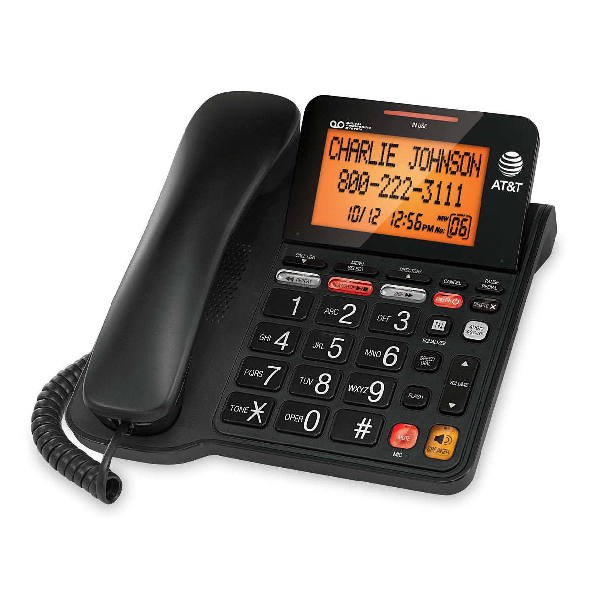 Black Corded Phone with Digital Answering System B769006