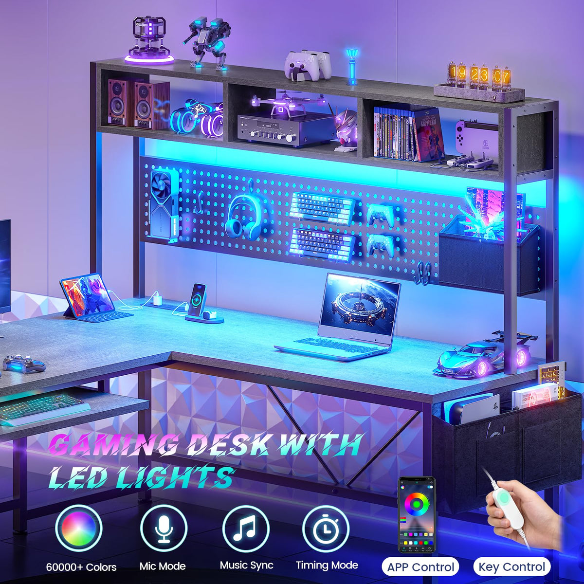 L Shaped Office Desk with Hutch K652139