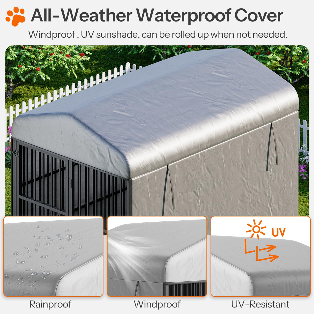Black Dog Kennel with Cover and Feeding Bowls M807228