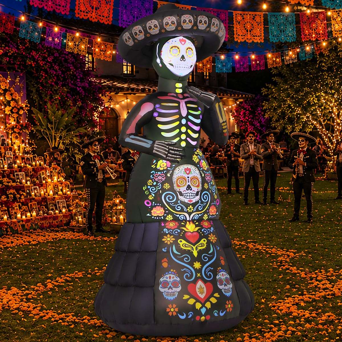 7.2FT Halloween Inflatable Ghost Bride with LED Lights L4167