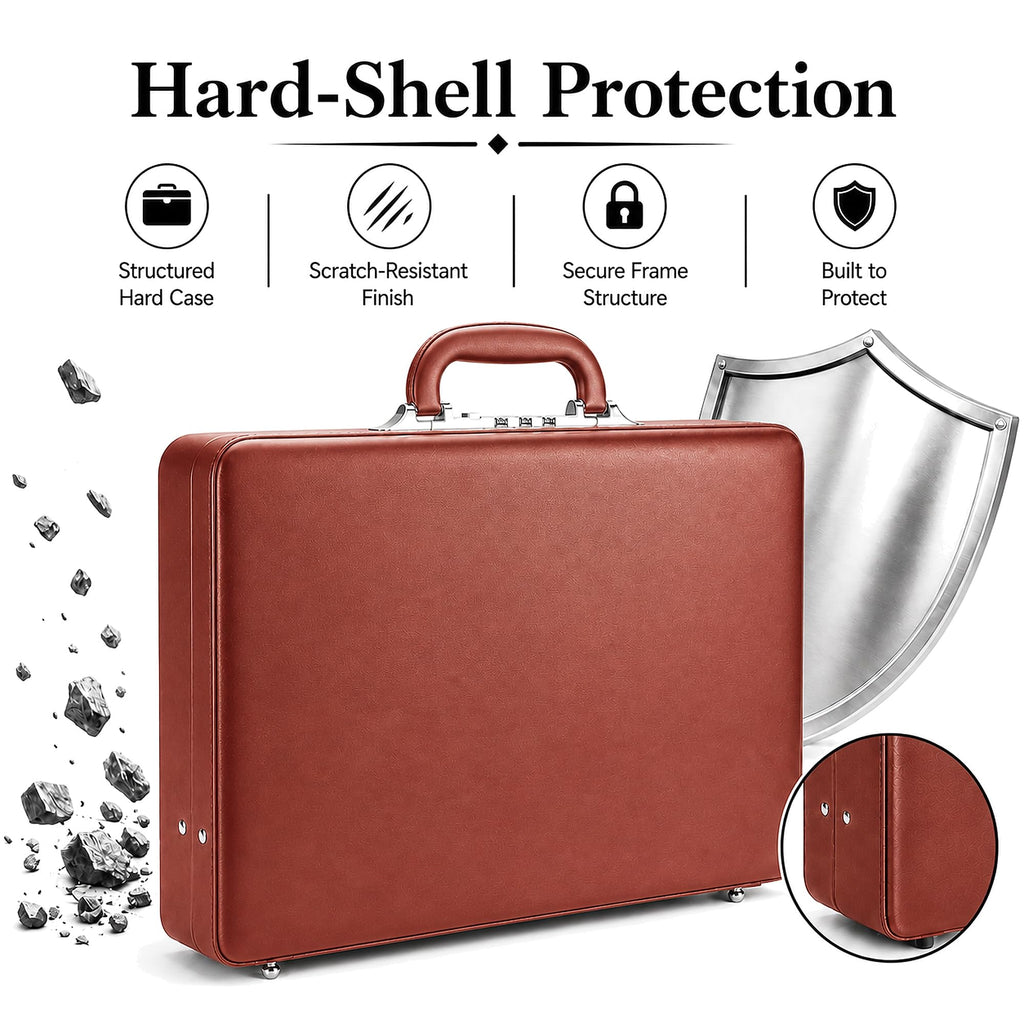 Leather Briefcase with Lock F85971