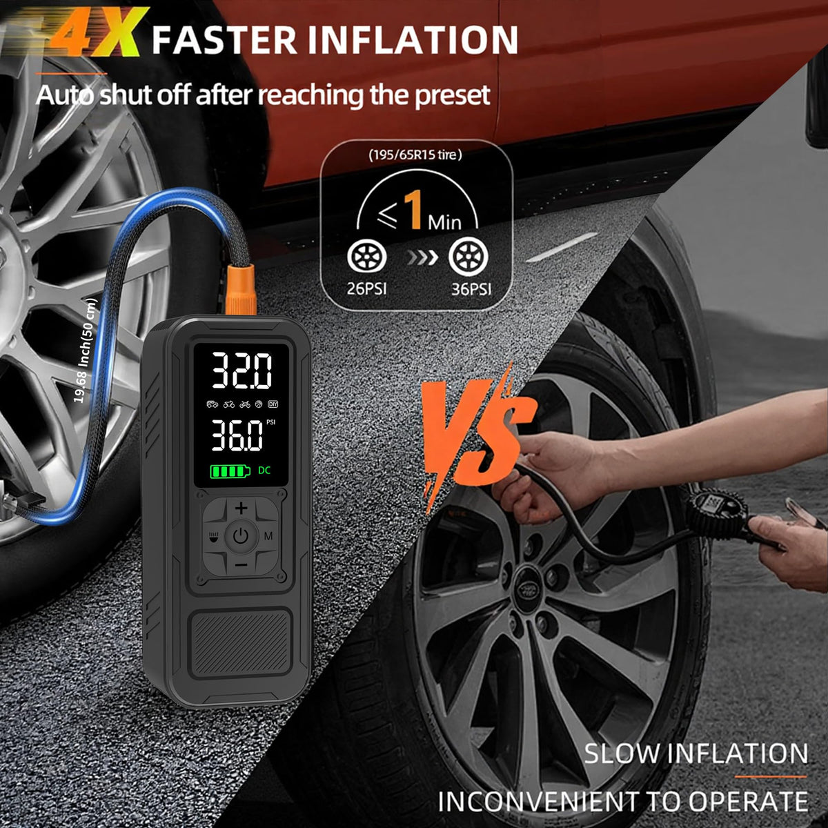 Portable Air Compressor 6000mAh 150PSI Tire Inflator W592