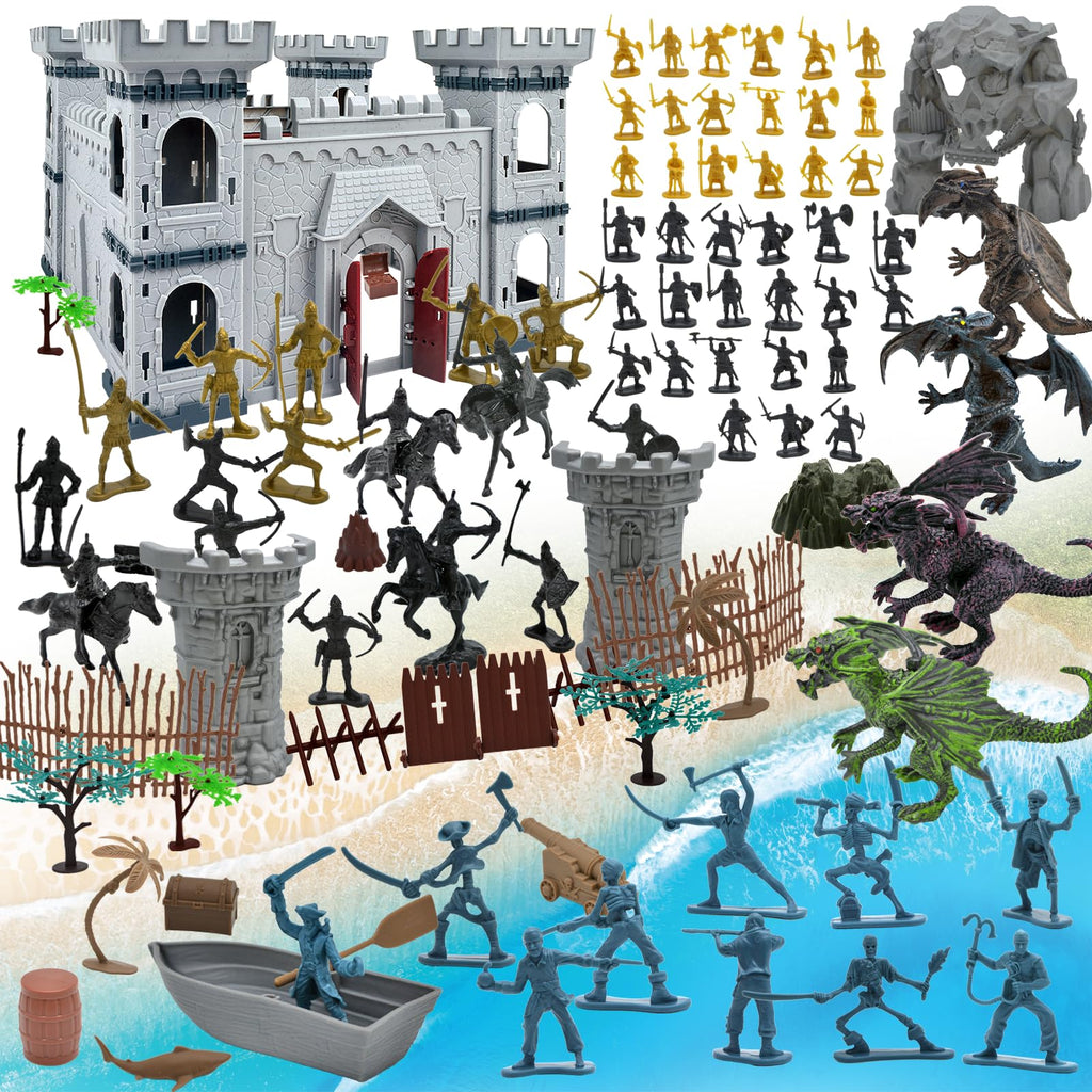 Medieval Castle Building Set with Knights and Dragon M841548