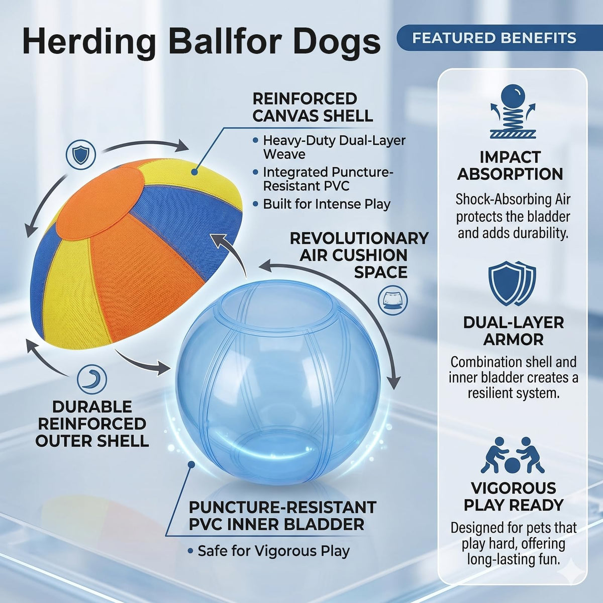 Inflatable Dog Ball with Handle Cover & Pump 18in E578762