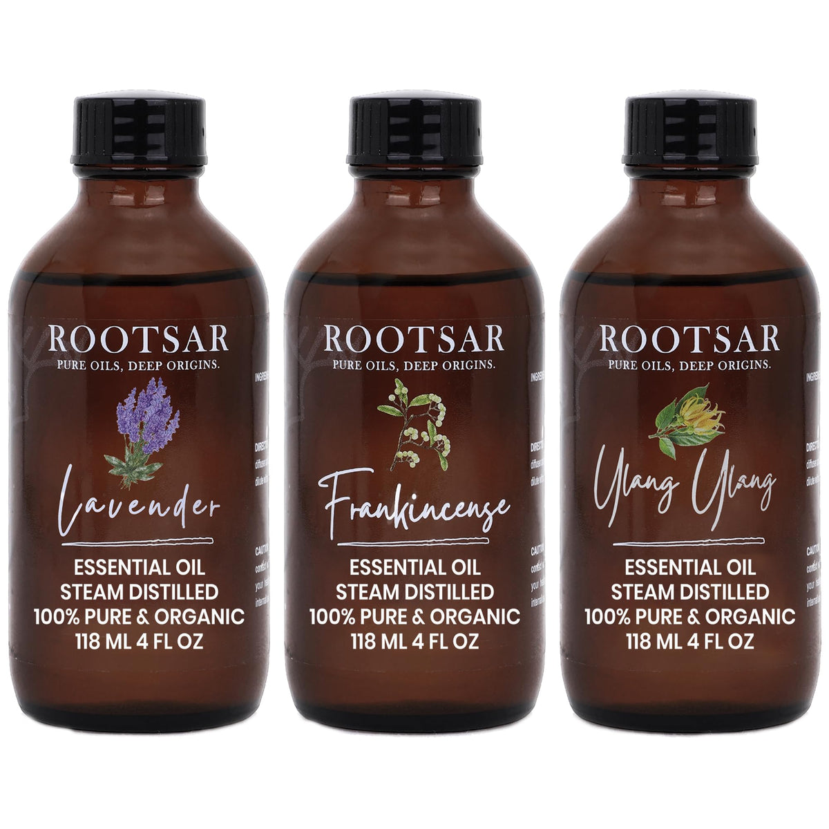 3 Pack Lavender Ylang Ylang Frankincense Essential Oils 4 Fl Oz G636