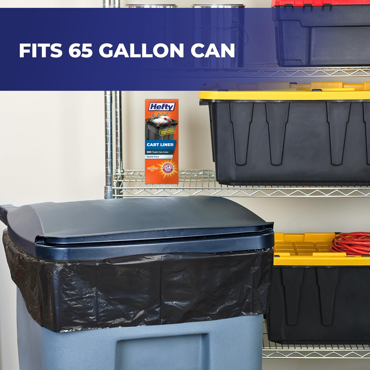 65 Gallon Black Unscented Trash Bags 10ct Q8973