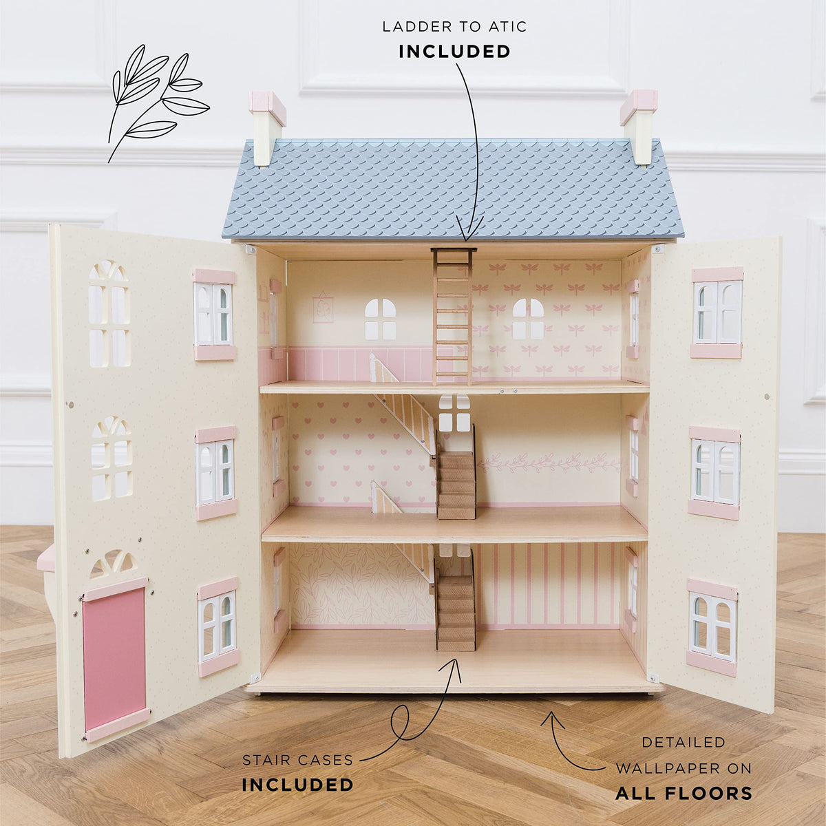 4 Storey Wooden Doll House Play Set W104810