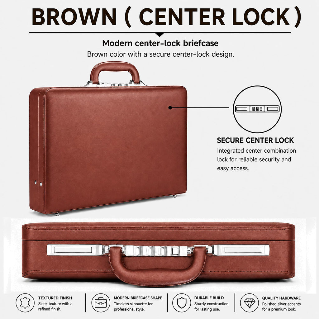 Leather Briefcase with Lock F85971