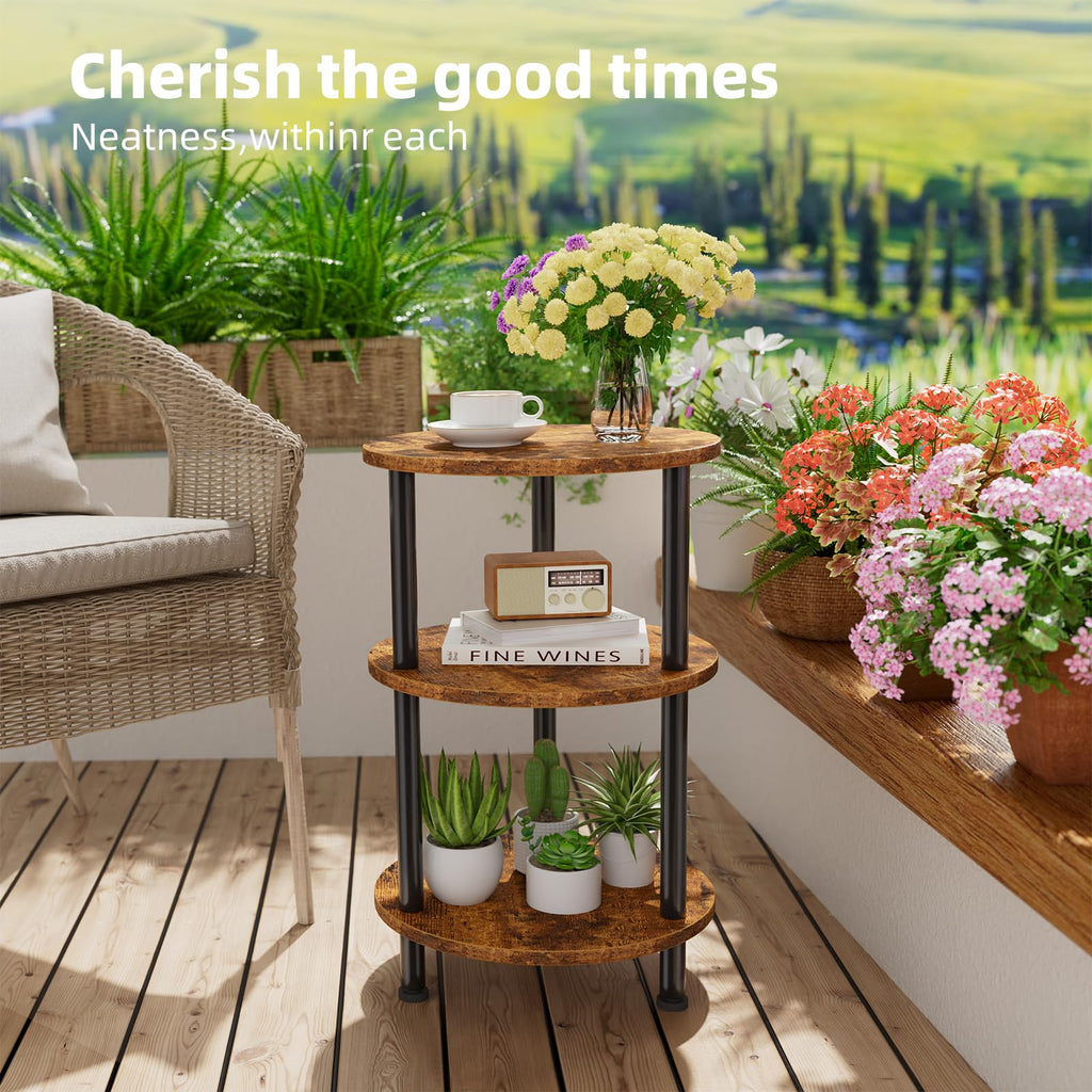 Rustic Brown 3 Tiers Round Side Table S9961