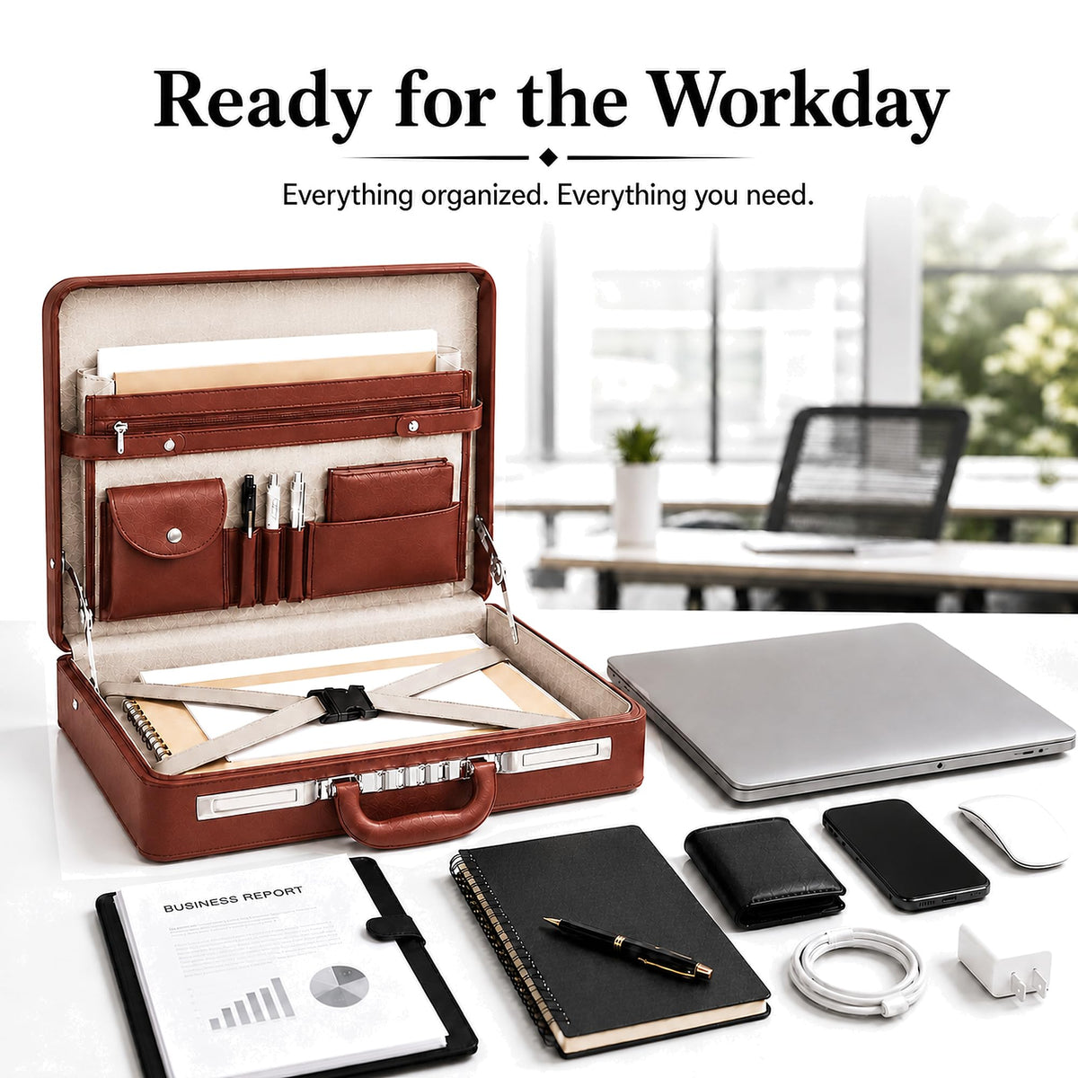Leather Briefcase with Lock F85971