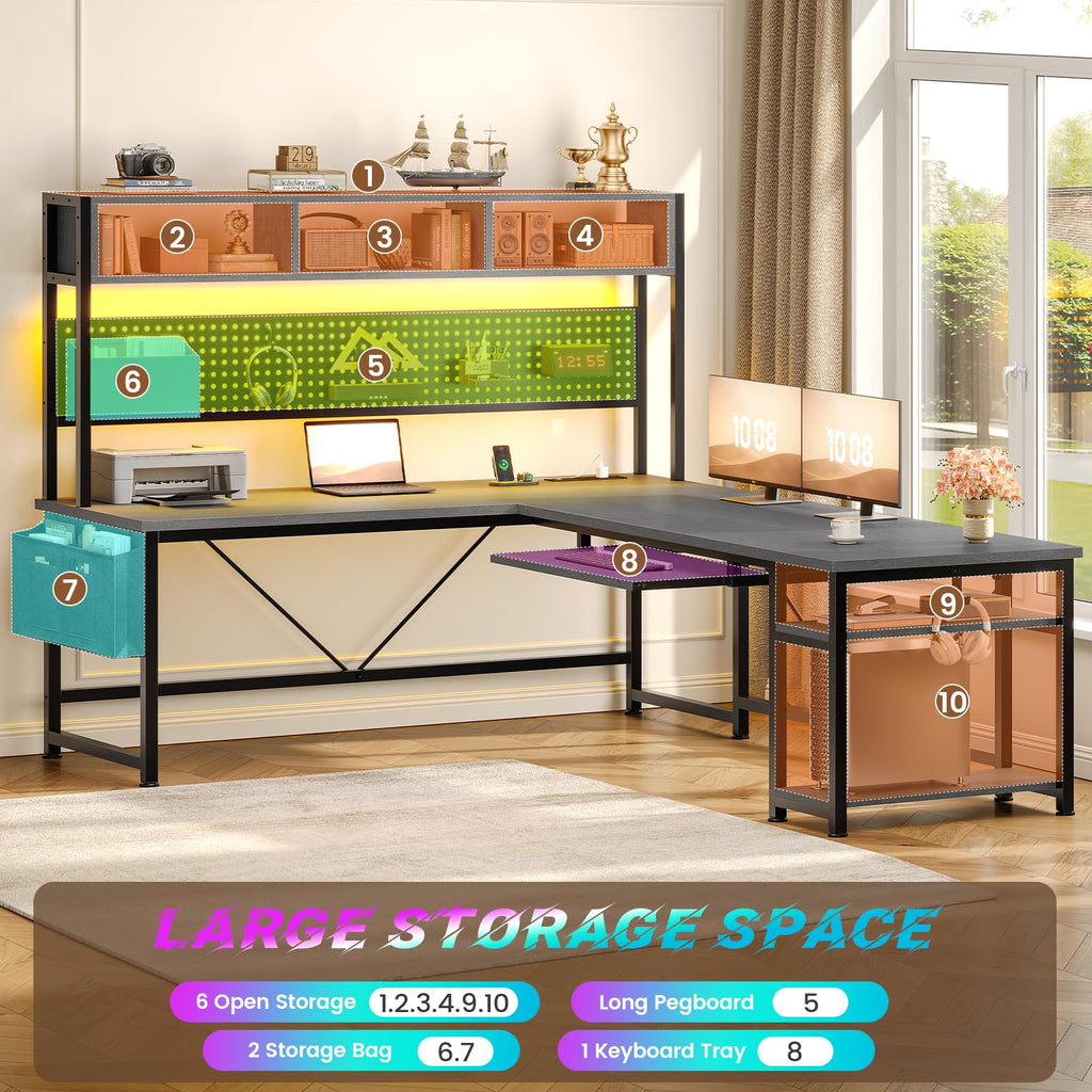 L Shaped Office Desk with Hutch K652139
