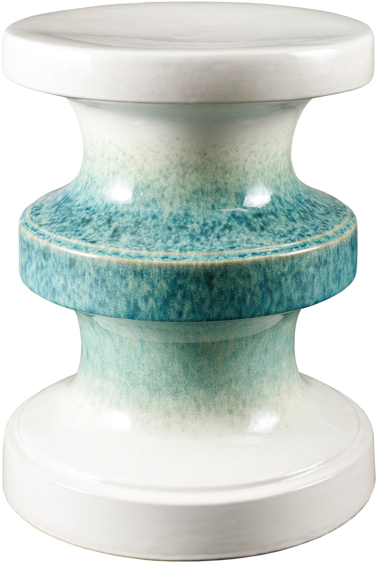 Teal Cream Indoor Outdoor Garden Stool Z209470