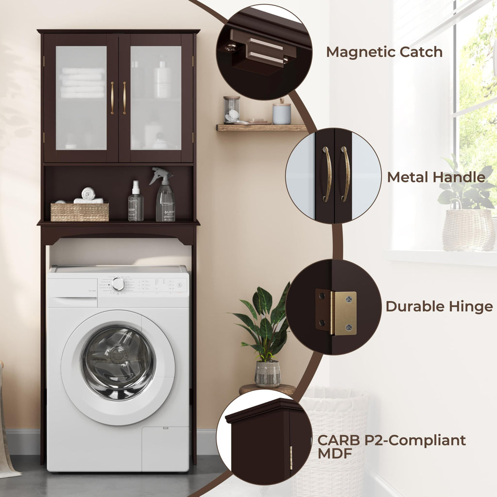 Over the Toilet Storage Cabinet with Glass Doors D696489
