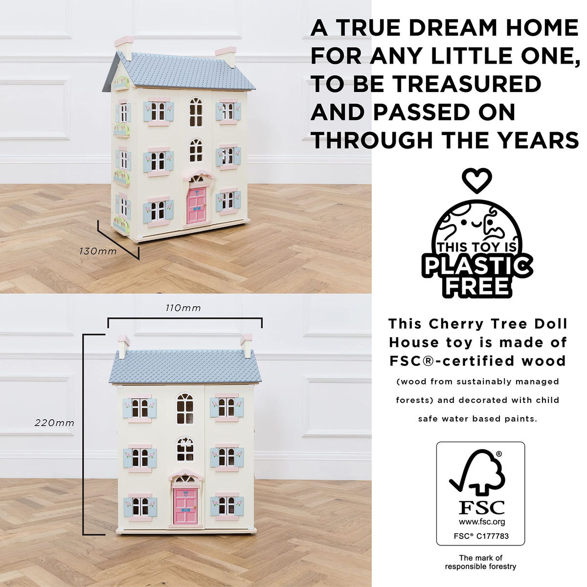 4 Storey Wooden Doll House Play Set W104810