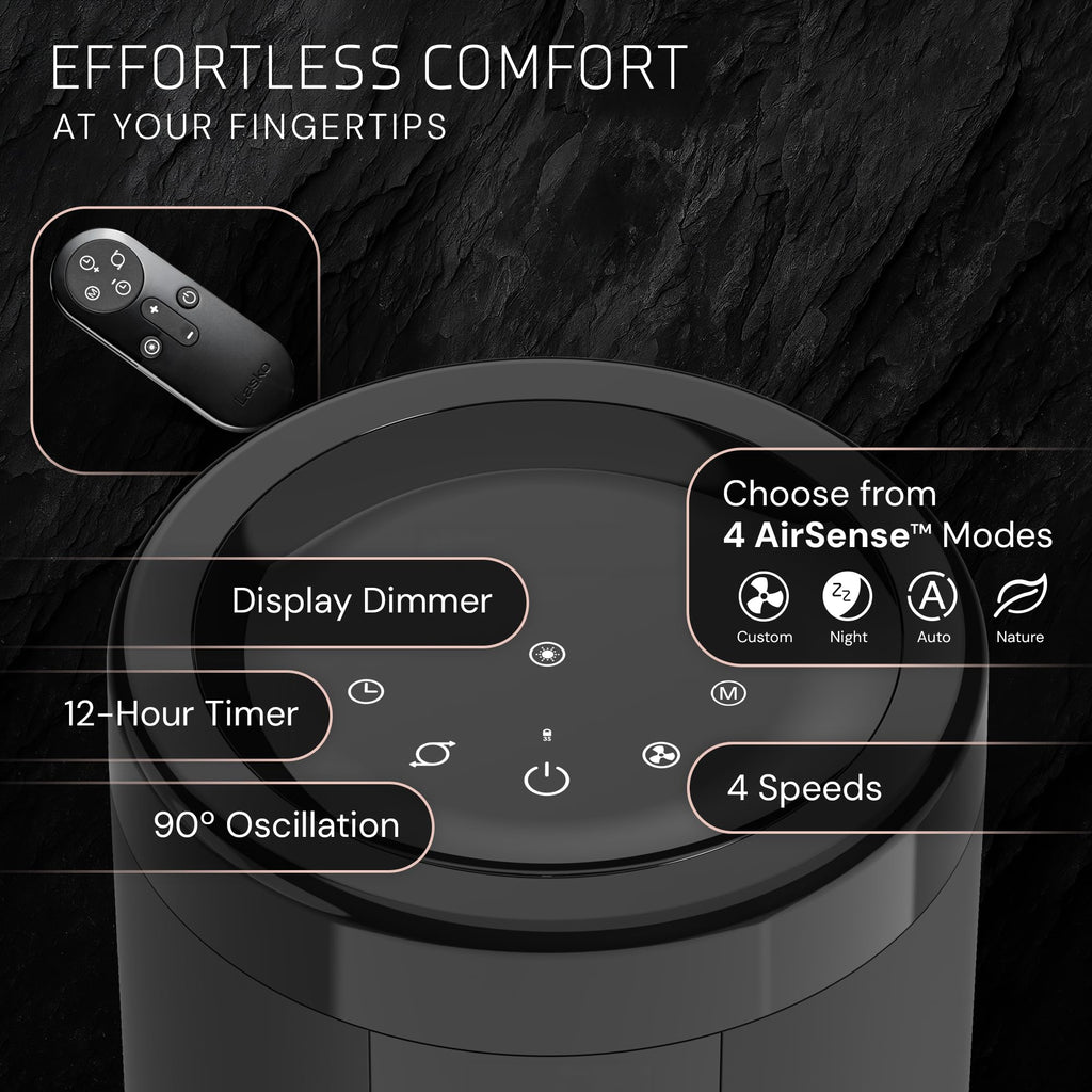 Black Tower Fan with Remote C516