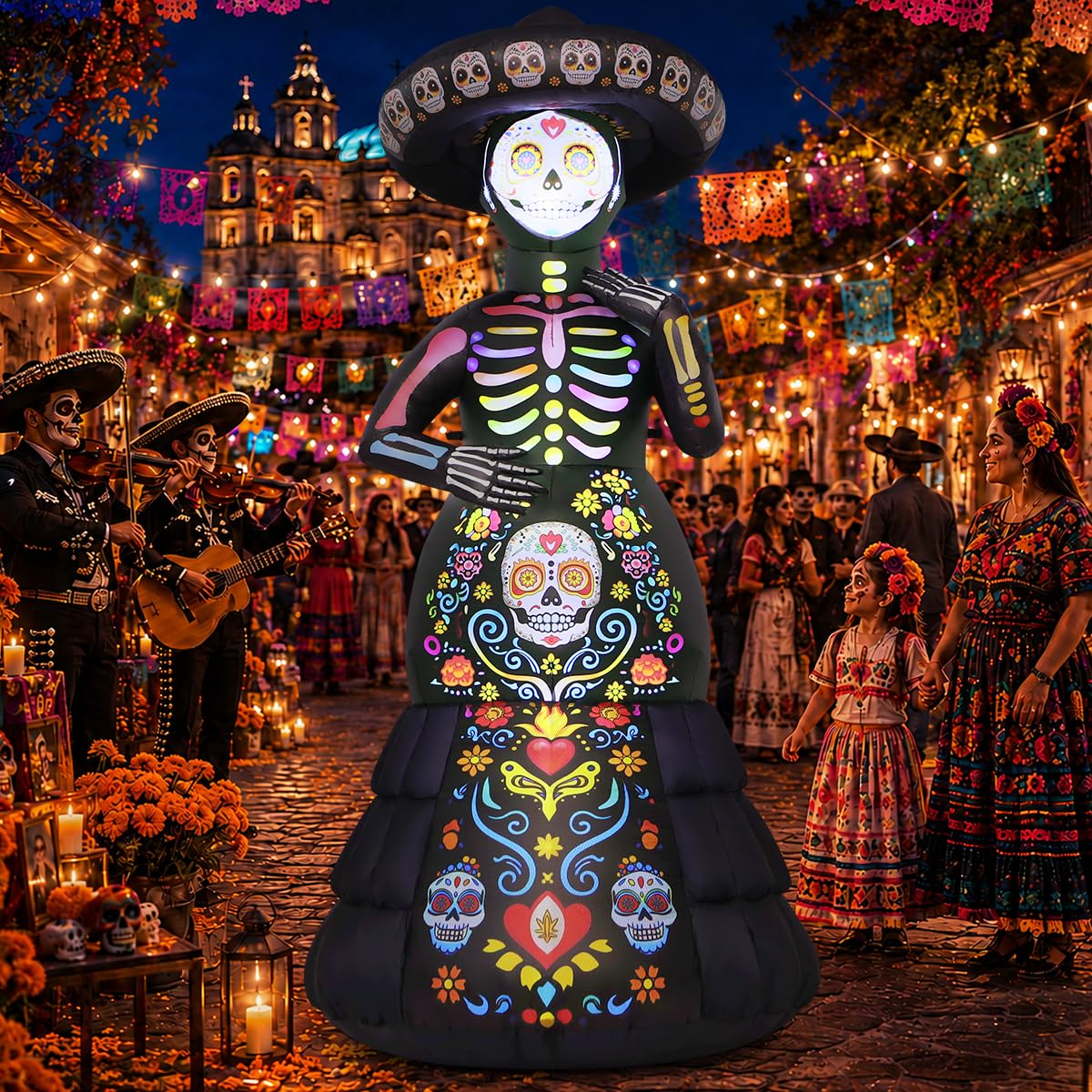 7.2FT Halloween Inflatable Ghost Bride with LED Lights L4167
