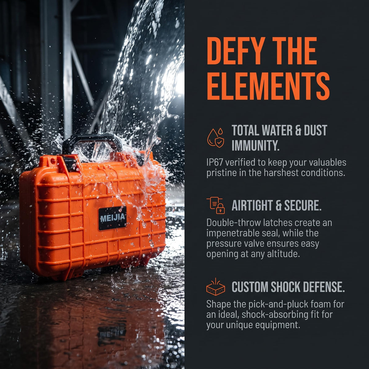 Portable Waterproof Hard Case with Customizable Foam C364523