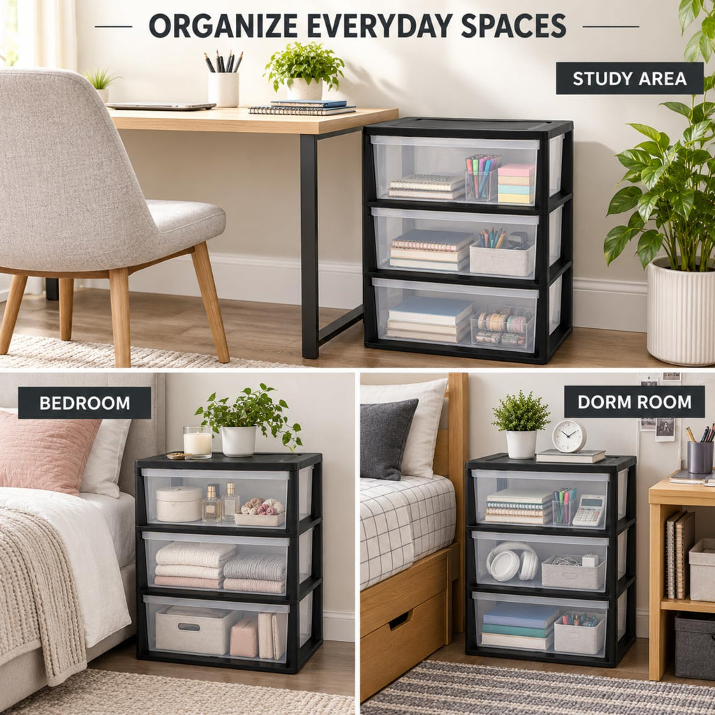 3 Drawer Clear Plastic Storage Cart Z816