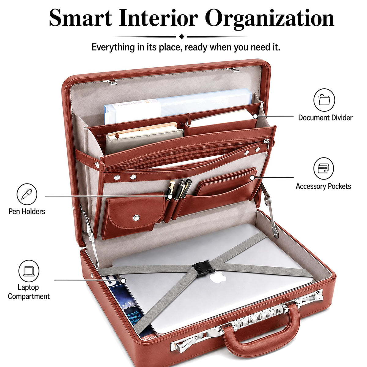 Leather Briefcase with Lock F85971