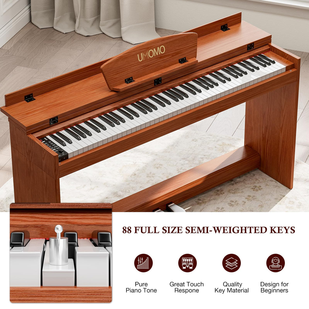 88 Weighted Keys Upright Digital Piano with Bench B45536