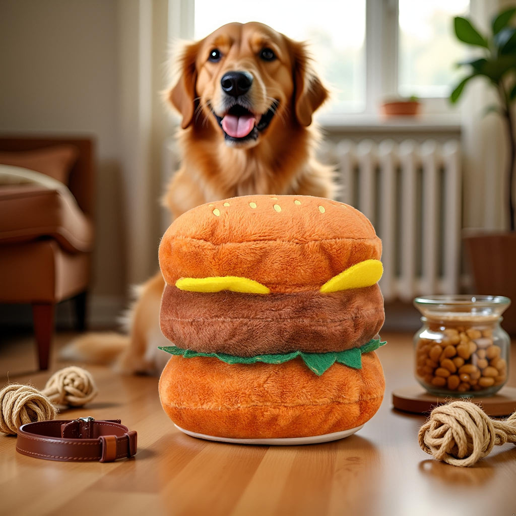 Hamburger Shape Dog Plush Squeaky Toy H151